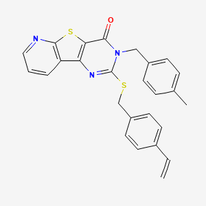 4-{[(4-Ethenylphenyl)methyl]sulfanyl}-5-[(4-methylphenyl)methyl]-8-thia-3,5,10-triazatricyclo[7.4.0.0^{2,7}]trideca-1(9),2(7),3,10,12-pentaen-6-one