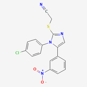 molecular formula C17H11ClN4O2S B3404554 2-((1-(4-chlorophenyl)-5-(3-nitrophenyl)-1H-imidazol-2-yl)thio)acetonitrile CAS No. 1226431-77-1