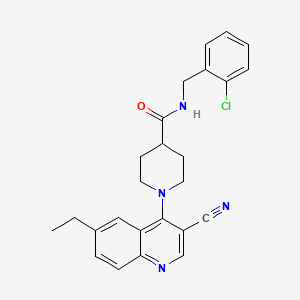 molecular formula C25H25ClN4O B3404573 N-(2-chlorobenzyl)-1-(3-cyano-6-ethylquinolin-4-yl)piperidine-4-carboxamide CAS No. 1226440-10-3