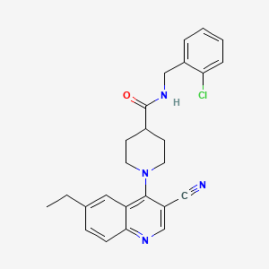 molecular formula C25H25ClN4O B3404573 N-[(2-chlorophenyl)methyl]-1-(3-cyano-6-ethylquinolin-4-yl)piperidine-4-carboxamide CAS No. 1226440-10-3