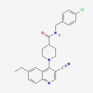 molecular formula C25H25ClN4O B3404602 N-[(4-chlorophenyl)methyl]-1-(3-cyano-6-ethylquinolin-4-yl)piperidine-4-carboxamide CAS No. 1226450-54-9