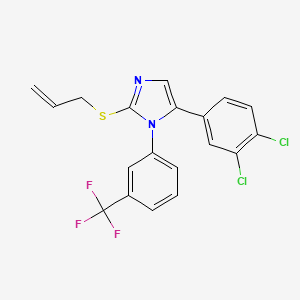 molecular formula C19H13Cl2F3N2S B3404624 2-(allylthio)-5-(3,4-dichlorophenyl)-1-(3-(trifluoromethyl)phenyl)-1H-imidazole CAS No. 1226459-15-9
