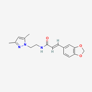 molecular formula C17H19N3O3 B3404635 (E)-3-(benzo[d][1,3]dioxol-5-yl)-N-(2-(3,5-dimethyl-1H-pyrazol-1-yl)ethyl)acrylamide CAS No. 1226487-96-2