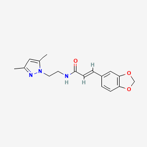 (E)-3-(benzo[d][1,3]dioxol-5-yl)-N-(2-(3,5-dimethyl-1H-pyrazol-1-yl)ethyl)acrylamide