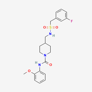 molecular formula C21H26FN3O4S B3404657 4-(((3-fluorophenyl)methylsulfonamido)methyl)-N-(2-methoxyphenyl)piperidine-1-carboxamide CAS No. 1235096-24-8