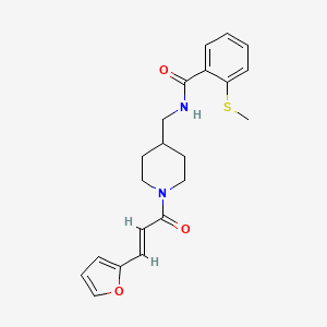 molecular formula C21H24N2O3S B3404667 (E)-N-((1-(3-(furan-2-yl)acryloyl)piperidin-4-yl)methyl)-2-(methylthio)benzamide CAS No. 1235672-63-5