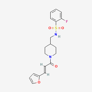 molecular formula C19H21FN2O4S B3404687 (E)-2-fluoro-N-((1-(3-(furan-2-yl)acryloyl)piperidin-4-yl)methyl)benzenesulfonamide CAS No. 1235701-97-9