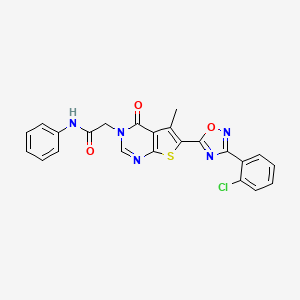 molecular formula C23H16ClN5O3S B3404701 2-(6-(3-(2-chlorophenyl)-1,2,4-oxadiazol-5-yl)-5-methyl-4-oxothieno[2,3-d]pyrimidin-3(4H)-yl)-N-phenylacetamide CAS No. 1242985-12-1