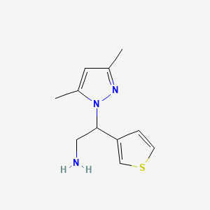 molecular formula C11H15N3S B3404709 2-(3,5-Dimethyl-1H-pyrazol-1-yl)-2-(thiophen-3-yl)ethan-1-amine CAS No. 1250017-10-7