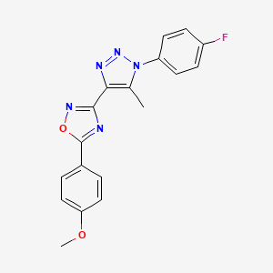 molecular formula C18H14FN5O2 B3404733 3-(1-(4-fluorophenyl)-5-methyl-1H-1,2,3-triazol-4-yl)-5-(4-methoxyphenyl)-1,2,4-oxadiazole CAS No. 1251551-78-6