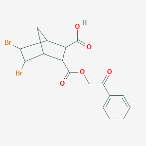 molecular formula C17H16Br2O5 B340474 5,6-Dibromo-3-[(2-oxo-2-phenylethoxy)carbonyl]bicyclo[2.2.1]heptane-2-carboxylic acid 
