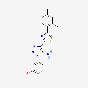 molecular formula C20H18FN5S B3404743 4-[4-(2,4-dimethylphenyl)-1,3-thiazol-2-yl]-1-(3-fluoro-4-methylphenyl)-1H-1,2,3-triazol-5-amine CAS No. 1251562-96-5