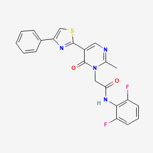 molecular formula C22H16F2N4O2S B3404771 N-(2,6-difluorophenyl)-2-(2-methyl-6-oxo-5-(4-phenylthiazol-2-yl)pyrimidin-1(6H)-yl)acetamide CAS No. 1251572-72-1