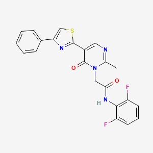 molecular formula C22H16F2N4O2S B3404771 N-(2,6-difluorophenyl)-2-[2-methyl-6-oxo-5-(4-phenyl-1,3-thiazol-2-yl)-1,6-dihydropyrimidin-1-yl]acetamide CAS No. 1251572-72-1