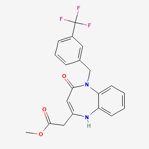 molecular formula C20H17F3N2O3 B3404774 methyl 2-(4-oxo-5-{[3-(trifluoromethyl)phenyl]methyl}-4,5-dihydro-1H-1,5-benzodiazepin-2-yl)acetate CAS No. 1251572-87-8