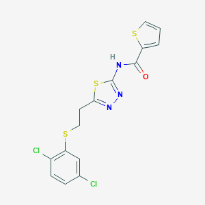 N-(5-{2-[(2,5-dichlorophenyl)thio]ethyl}-1,3,4-thiadiazol-2-yl)thiophene-2-carboxamide