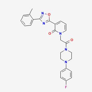molecular formula C26H24FN5O3 B3404815 1-(2-(4-(4-fluorophenyl)piperazin-1-yl)-2-oxoethyl)-3-(3-(o-tolyl)-1,2,4-oxadiazol-5-yl)pyridin-2(1H)-one CAS No. 1251596-13-0