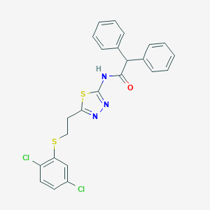 molecular formula C24H19Cl2N3OS2 B340484 N-(5-{2-[(2,5-dichlorophenyl)sulfanyl]ethyl}-1,3,4-thiadiazol-2-yl)-2,2-diphenylacetamide 