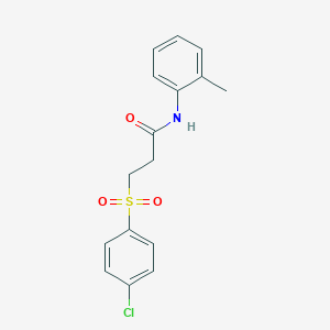molecular formula C16H16ClNO3S B340485 3-[(4-chlorophenyl)sulfonyl]-N-(2-methylphenyl)propanamide 