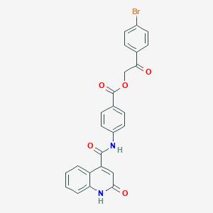 molecular formula C25H17BrN2O5 B340490 2-(4-Bromophenyl)-2-oxoethyl 4-{[(2-hydroxyquinolin-4-yl)carbonyl]amino}benzoate 