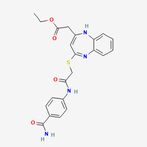 molecular formula C22H22N4O4S B3404917 ethyl 2-[4-({[(4-carbamoylphenyl)carbamoyl]methyl}sulfanyl)-1H-1,5-benzodiazepin-2-yl]acetate CAS No. 1251629-03-4