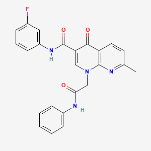 N-(3-fluorophenyl)-7-methyl-4-oxo-1-[(phenylcarbamoyl)methyl]-1,4-dihydro-1,8-naphthyridine-3-carboxamide
