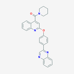 molecular formula C29H24N4O2 B340493 2-(4-{[4-(1-Piperidinylcarbonyl)-2-quinolinyl]oxy}phenyl)quinoxaline 