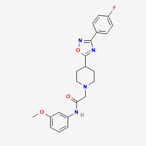 molecular formula C22H23FN4O3 B3404967 2-(4-(3-(4-fluorophenyl)-1,2,4-oxadiazol-5-yl)piperidin-1-yl)-N-(3-methoxyphenyl)acetamide CAS No. 1251675-92-9