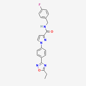 molecular formula C21H18FN5O2 B3404985 1-(4-(5-ethyl-1,2,4-oxadiazol-3-yl)phenyl)-N-(4-fluorobenzyl)-1H-pyrazole-3-carboxamide CAS No. 1251679-20-5
