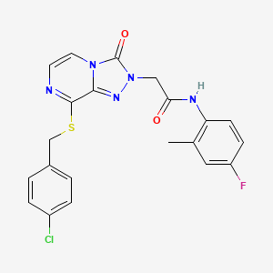molecular formula C21H17ClFN5O2S B3404988 N-(8-fluoro-2-pyrrolidin-1-ylquinolin-6-yl)-N'-(tetrahydrofuran-2-ylmethyl)urea CAS No. 1251679-63-6
