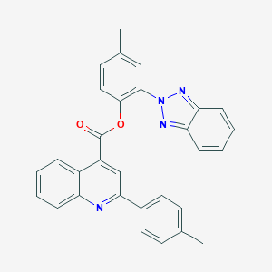 molecular formula C30H22N4O2 B340499 2-(2H-benzotriazol-2-yl)-4-methylphenyl 2-(4-methylphenyl)quinoline-4-carboxylate 