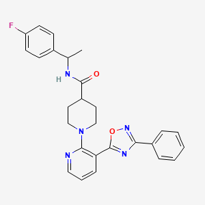 molecular formula C27H26FN5O2 B3405003 N-[1-(4-fluorophenyl)ethyl]-1-[3-(3-phenyl-1,2,4-oxadiazol-5-yl)pyridin-2-yl]piperidine-4-carboxamide CAS No. 1251682-62-8
