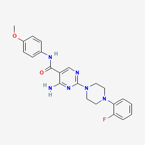 molecular formula C22H23FN6O2 B3405016 4-amino-2-[4-(2-fluorophenyl)piperazin-1-yl]-N-(4-methoxyphenyl)pyrimidine-5-carboxamide CAS No. 1251687-87-2