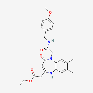 ethyl 2-[5-({[(4-methoxyphenyl)methyl]carbamoyl}methyl)-7,8-dimethyl-4-oxo-4,5-dihydro-1H-1,5-benzodiazepin-2-yl]acetate