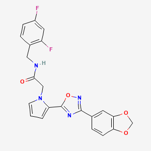 molecular formula C22H16F2N4O4 B3405098 2-{2-[3-(1,3-benzodioxol-5-yl)-1,2,4-oxadiazol-5-yl]-1H-pyrrol-1-yl}-N-(2,4-difluorobenzyl)acetamide CAS No. 1260937-46-9