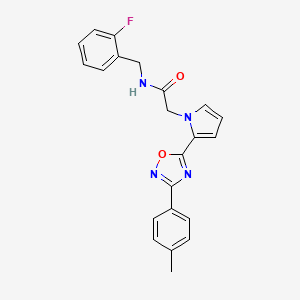 molecular formula C22H19FN4O2 B3405103 N-(2-fluorobenzyl)-2-{2-[3-(4-methylphenyl)-1,2,4-oxadiazol-5-yl]-1H-pyrrol-1-yl}acetamide CAS No. 1260937-96-9