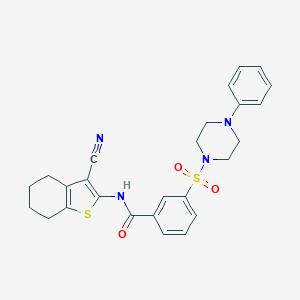 molecular formula C26H26N4O3S2 B340511 N-(3-cyano-4,5,6,7-tetrahydro-1-benzothien-2-yl)-3-[(4-phenyl-1-piperazinyl)sulfonyl]benzamide 