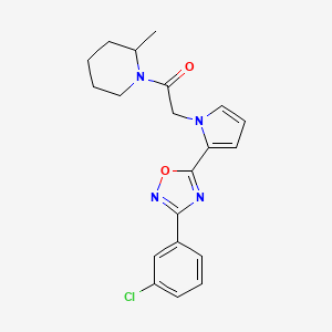 molecular formula C20H21ClN4O2 B3405112 2-{2-[3-(3-chlorophenyl)-1,2,4-oxadiazol-5-yl]-1H-pyrrol-1-yl}-1-(2-methylpiperidin-1-yl)ethanone CAS No. 1260994-15-7