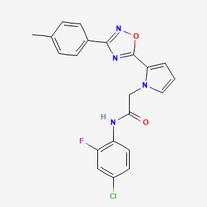 molecular formula C21H16ClFN4O2 B3405117 N-(4-chloro-2-fluorophenyl)-2-{2-[3-(4-methylphenyl)-1,2,4-oxadiazol-5-yl]-1H-pyrrol-1-yl}acetamide CAS No. 1261002-25-8