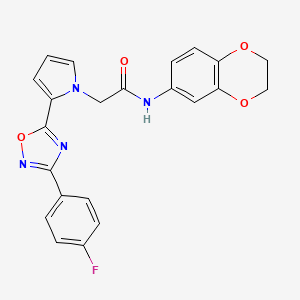 molecular formula C22H17FN4O4 B3405125 N-(2,3-dihydro-1,4-benzodioxin-6-yl)-2-{2-[3-(4-fluorophenyl)-1,2,4-oxadiazol-5-yl]-1H-pyrrol-1-yl}acetamide CAS No. 1261010-09-6