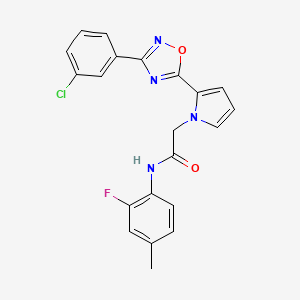 molecular formula C21H16ClFN4O2 B3405126 2-{2-[3-(3-chlorophenyl)-1,2,4-oxadiazol-5-yl]-1H-pyrrol-1-yl}-N-(2-fluoro-4-methylphenyl)acetamide CAS No. 1261014-06-5