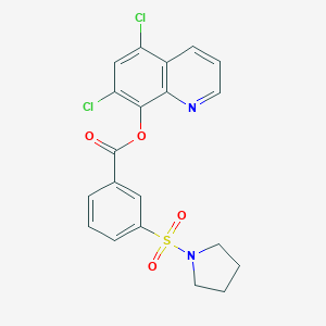 molecular formula C20H16Cl2N2O4S B340520 5,7-Dichloro-8-quinolinyl3-(1-pyrrolidinylsulfonyl)benzoate 