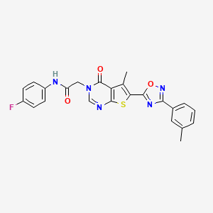 N-(4-fluorophenyl)-2-[5-methyl-6-[3-(3-methylphenyl)-1,2,4-oxadiazol-5-yl]-4-oxothieno[2,3-d]pyrimidin-3(4H)-yl]acetamide