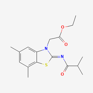 molecular formula C17H22N2O3S B3405247 (Z)-ethyl 2-(2-(isobutyrylimino)-5,7-dimethylbenzo[d]thiazol-3(2H)-yl)acetate CAS No. 1321860-90-5