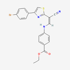 molecular formula C21H16BrN3O2S B3405265 (Z)-ethyl 4-((2-(4-(4-bromophenyl)thiazol-2-yl)-2-cyanovinyl)amino)benzoate CAS No. 1322289-17-7