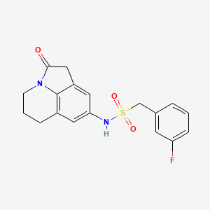 molecular formula C18H17FN2O3S B3405312 1-(3-fluorophenyl)-N-(2-oxo-2,4,5,6-tetrahydro-1H-pyrrolo[3,2,1-ij]quinolin-8-yl)methanesulfonamide CAS No. 1327632-89-2