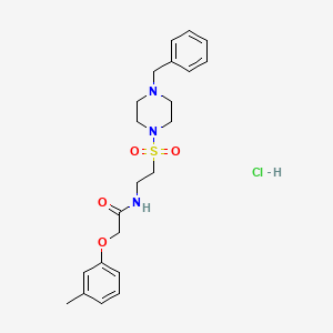 molecular formula C22H30ClN3O4S B3405329 N-(2-((4-benzylpiperazin-1-yl)sulfonyl)ethyl)-2-(m-tolyloxy)acetamide hydrochloride CAS No. 1330291-81-0