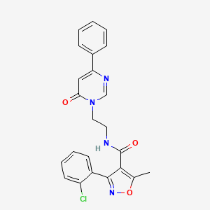 molecular formula C23H19ClN4O3 B3405342 3-(2-chlorophenyl)-5-methyl-N-(2-(6-oxo-4-phenylpyrimidin-1(6H)-yl)ethyl)isoxazole-4-carboxamide CAS No. 1334374-51-4