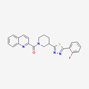 molecular formula C23H19FN4OS B3405388 (3-(5-(2-Fluorophenyl)-1,3,4-thiadiazol-2-yl)piperidin-1-yl)(quinolin-2-yl)methanone CAS No. 1351599-96-6