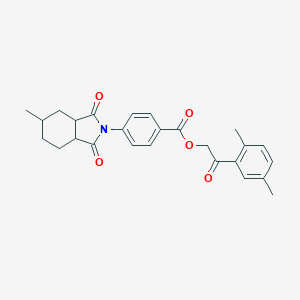 molecular formula C26H27NO5 B340539 2-(2,5-dimethylphenyl)-2-oxoethyl 4-(5-methyl-1,3-dioxooctahydro-2H-isoindol-2-yl)benzoate 